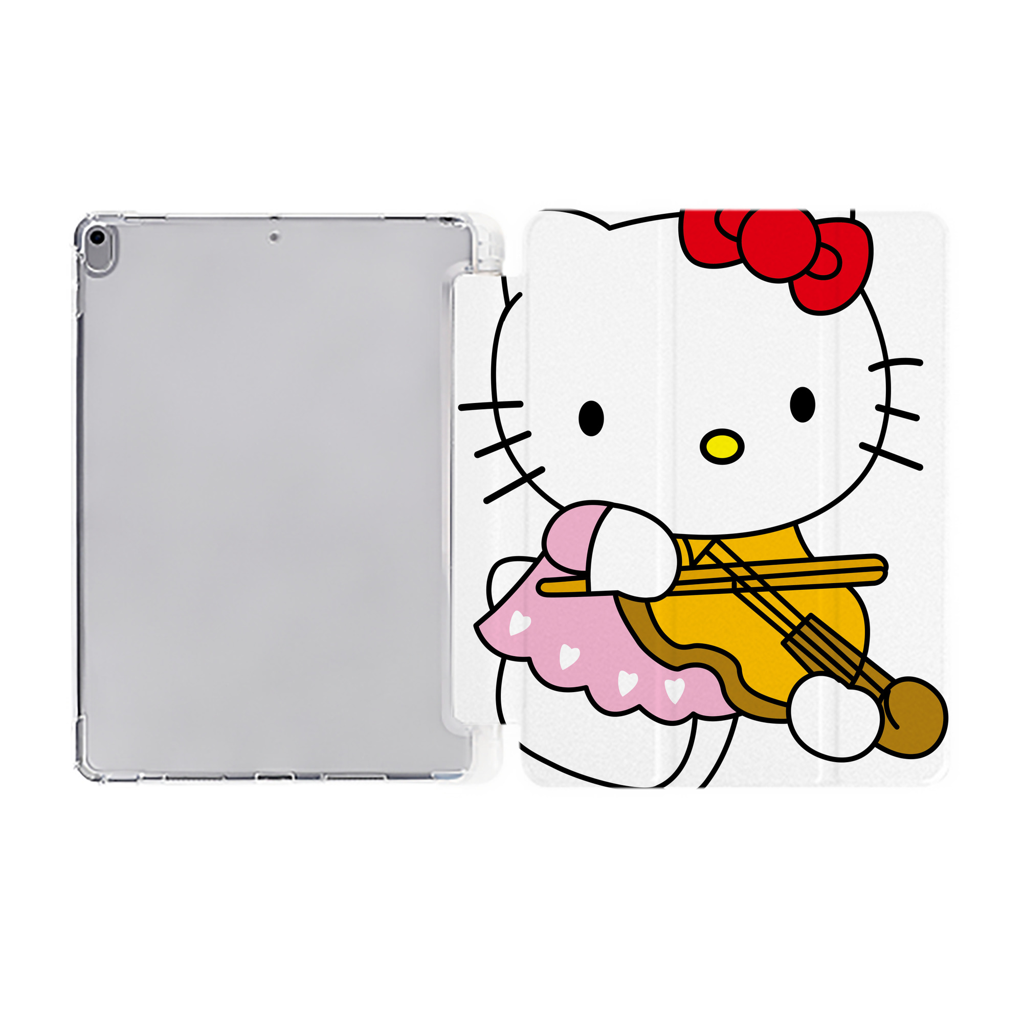 （画像用） Hello Kitty ハローキティ IPad ケース ペン収納付き 三つ折りスタンド PUレザー×シリコン 対応機種9.5/10.5/10.9インチ